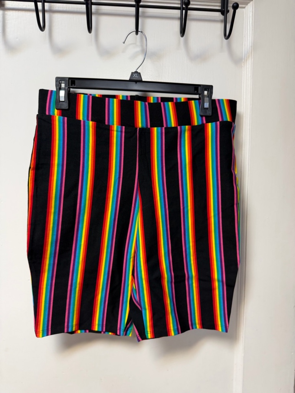 NWOT Torrid Black Rainbow Stripe Bike Shorts